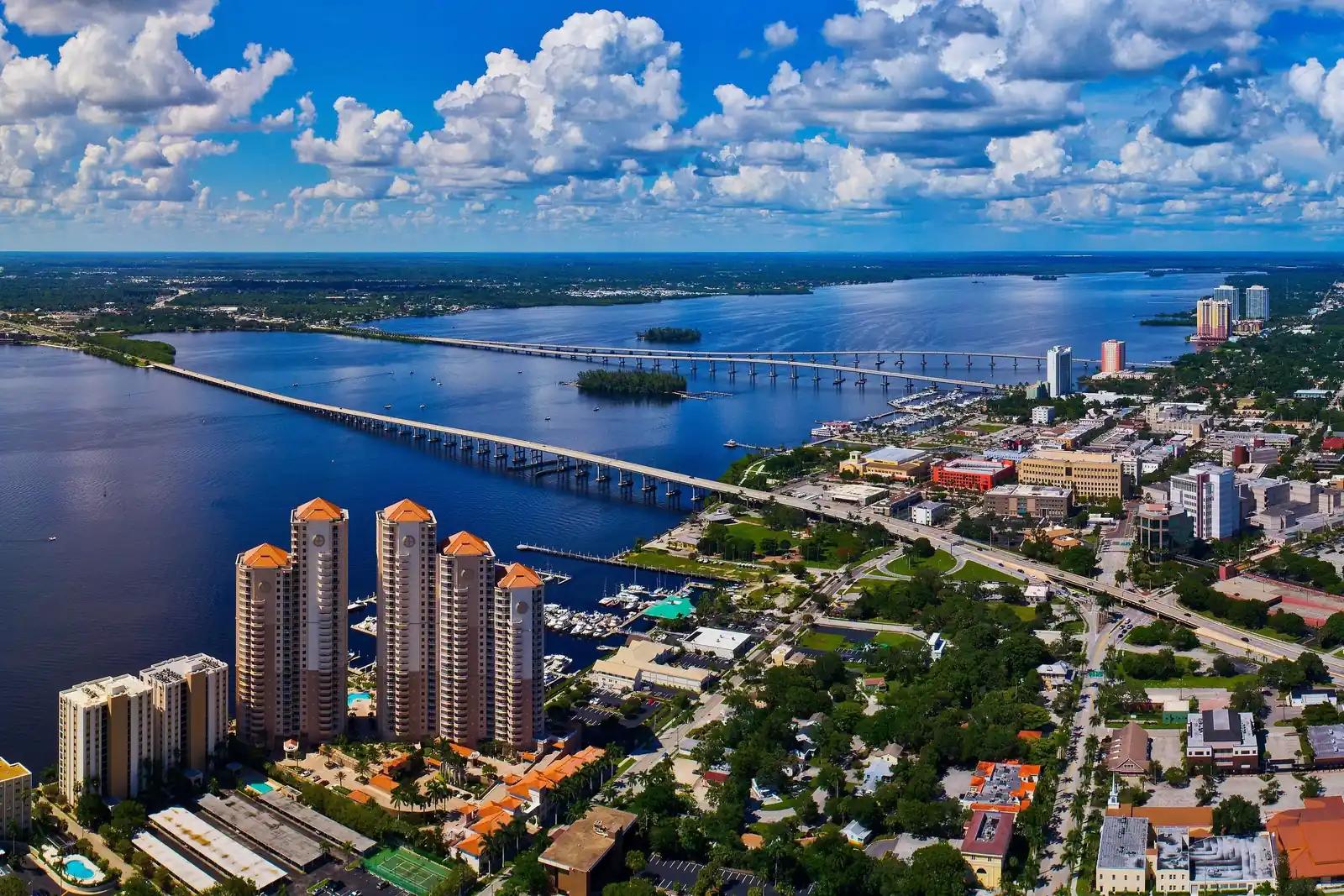 Aerial view of Fort Myers waterfront